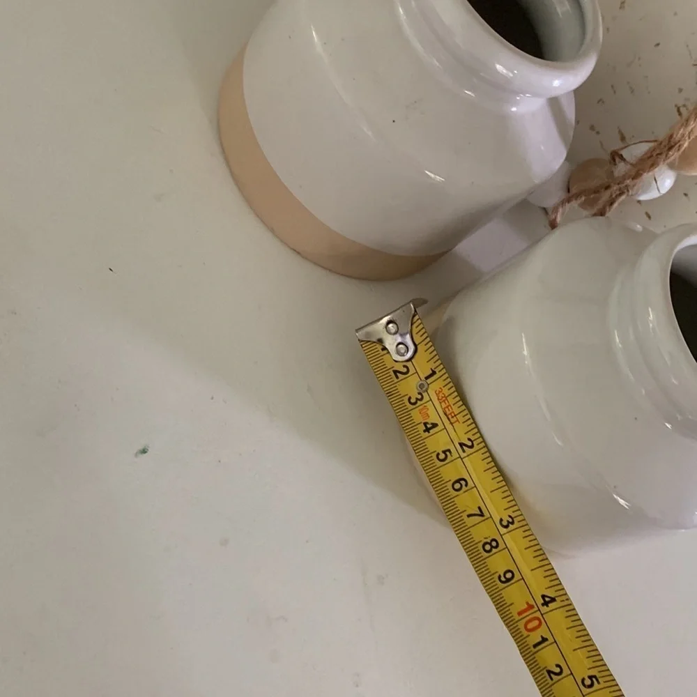 Two note glazed set of two vases ceramic pots Neutral home‎ decor white beige